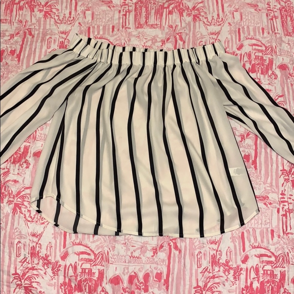 Express Off the Shoulder Striped Top